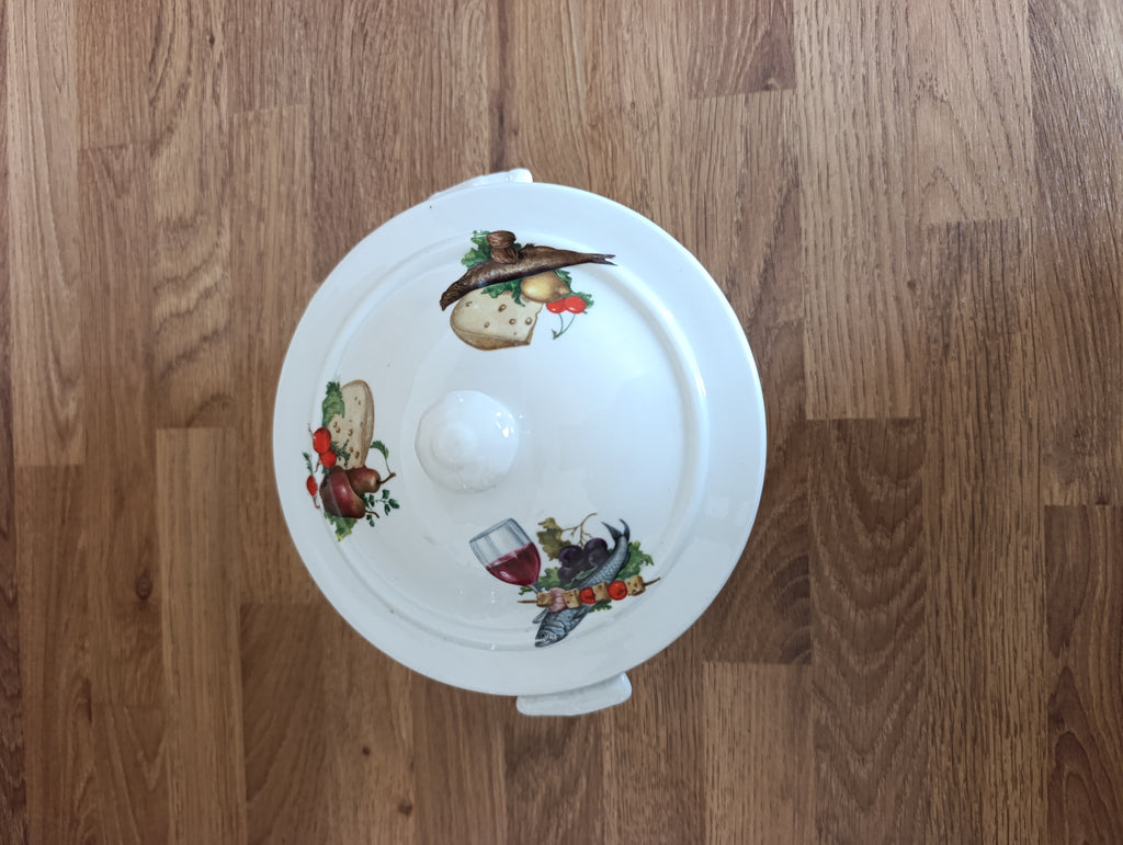 Pot couvert vintage APILCO en porcelaine à feu