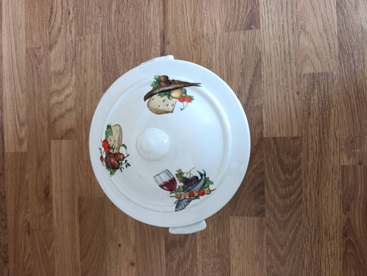 Pot couvert vintage APILCO en porcelaine à feu
