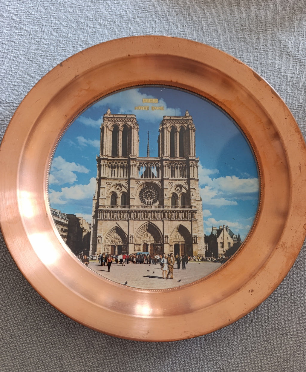 Lot de 6 assiettes murales vintage en cuivre, monuments de France
