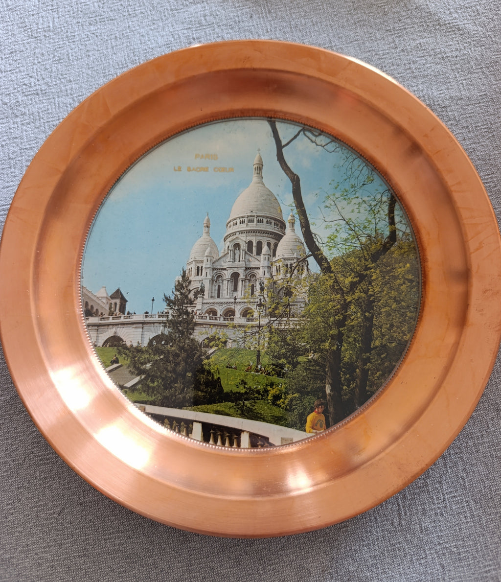 Lot de 6 assiettes murales vintage en cuivre, monuments de France
