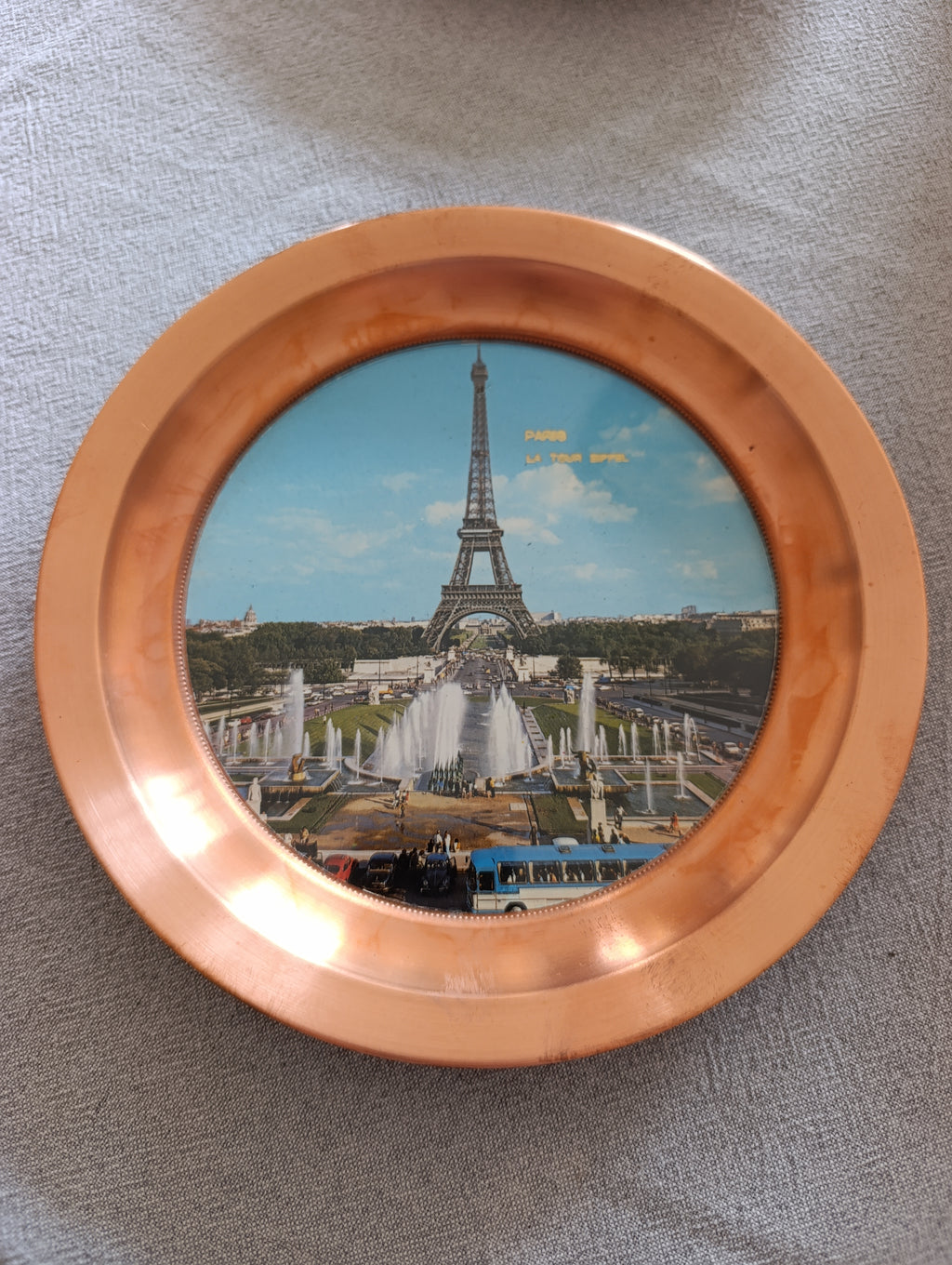 Lot de 6 assiettes murales vintage en cuivre, monuments de France