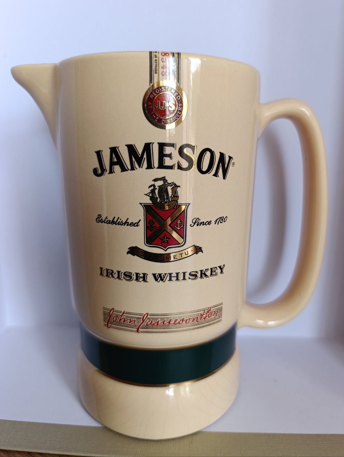 Pichet publicitaire vintage Jameson Irish Whiskey – Céramique, établished 1780