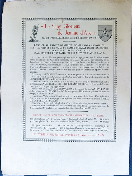 Extrait « Sang Royal de France » – Du Pin de la Guérivière – Dédicace Famille Moët (Moët & Chandon) – Estimé Drouot 120-180 €