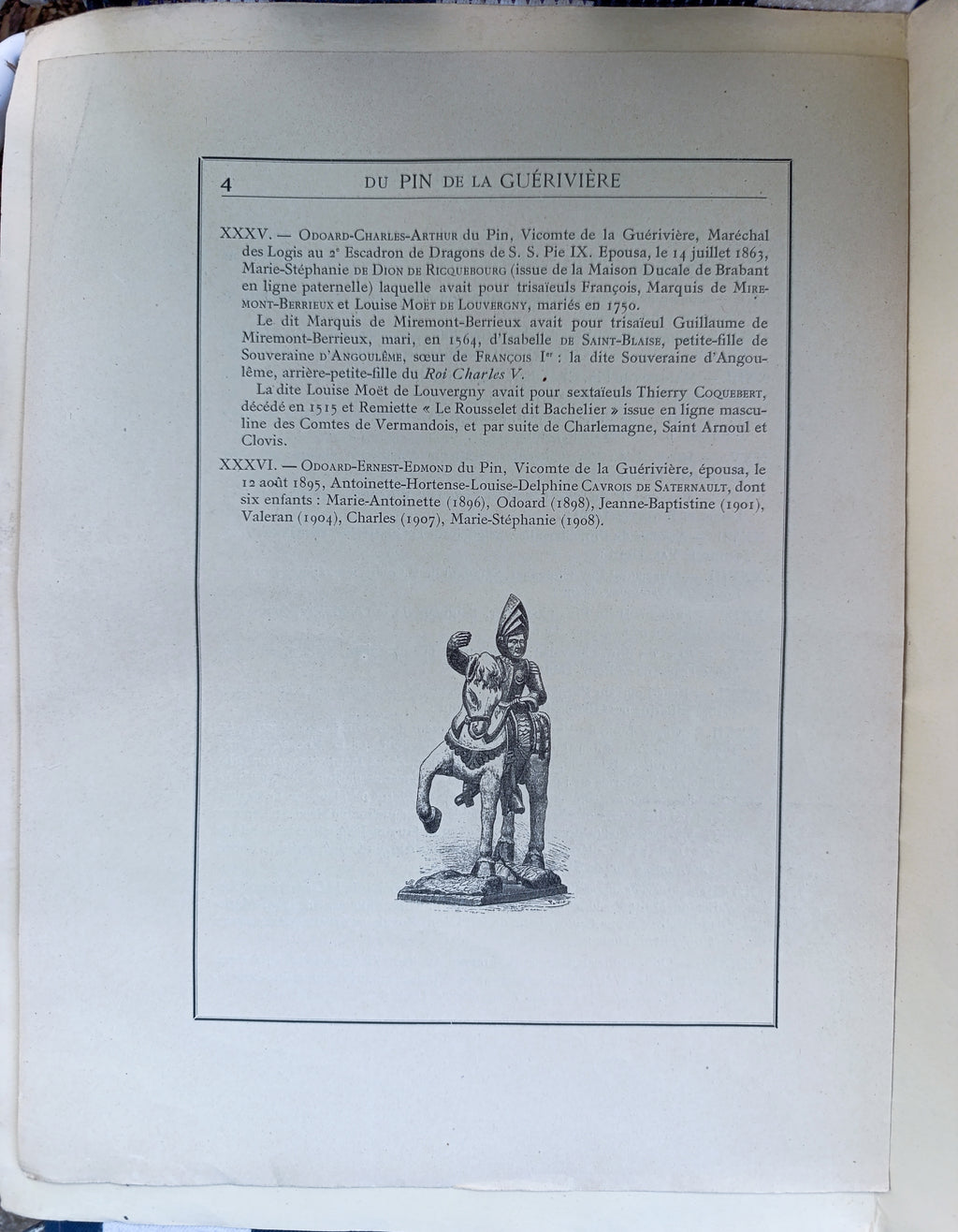 Extrait « Sang Royal de France » – Du Pin de la Guérivière – Dédicace Famille Moët (Moët & Chandon) – Estimé Drouot 120-180 €