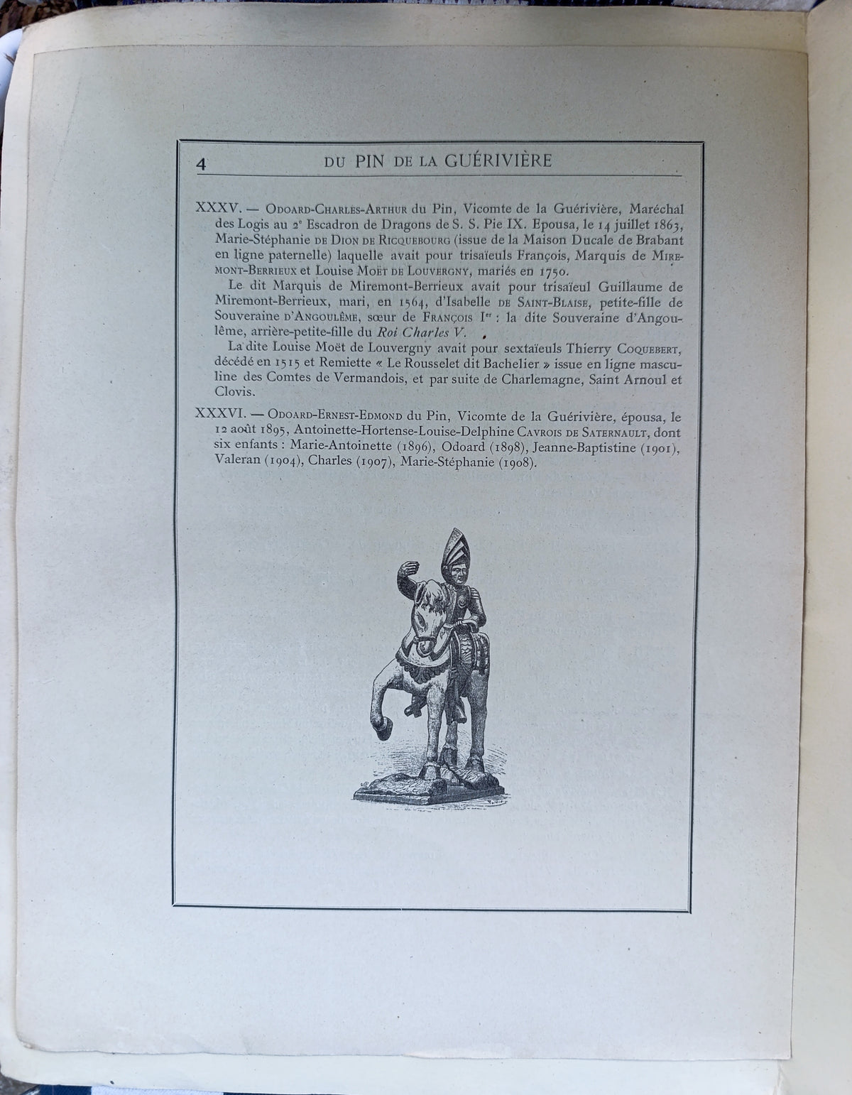 Extrait « Sang Royal de France » – Du Pin de la Guérivière – Dédicace Famille Moët (Moët & Chandon) – Estimé Drouot 120-180 €