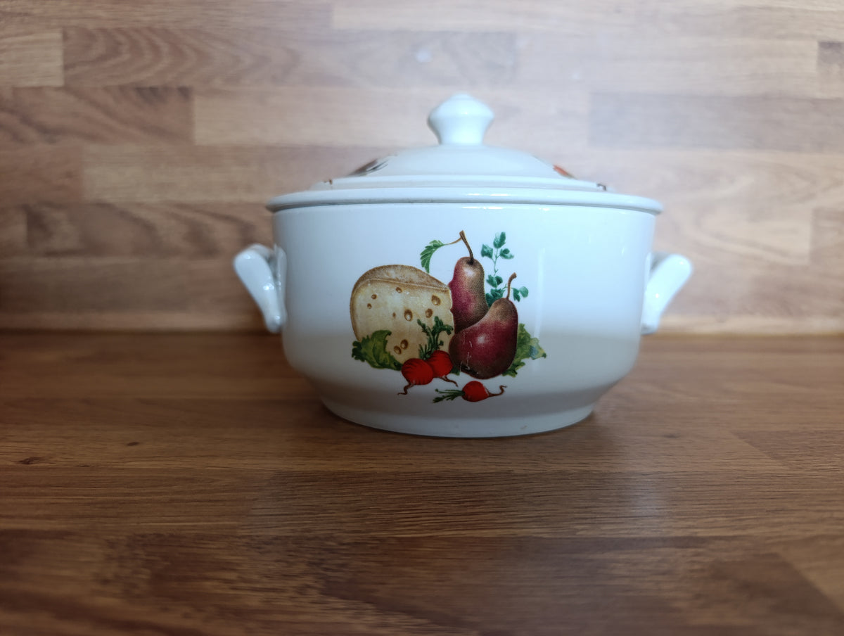 Pot couvert vintage APILCO en porcelaine à feu
